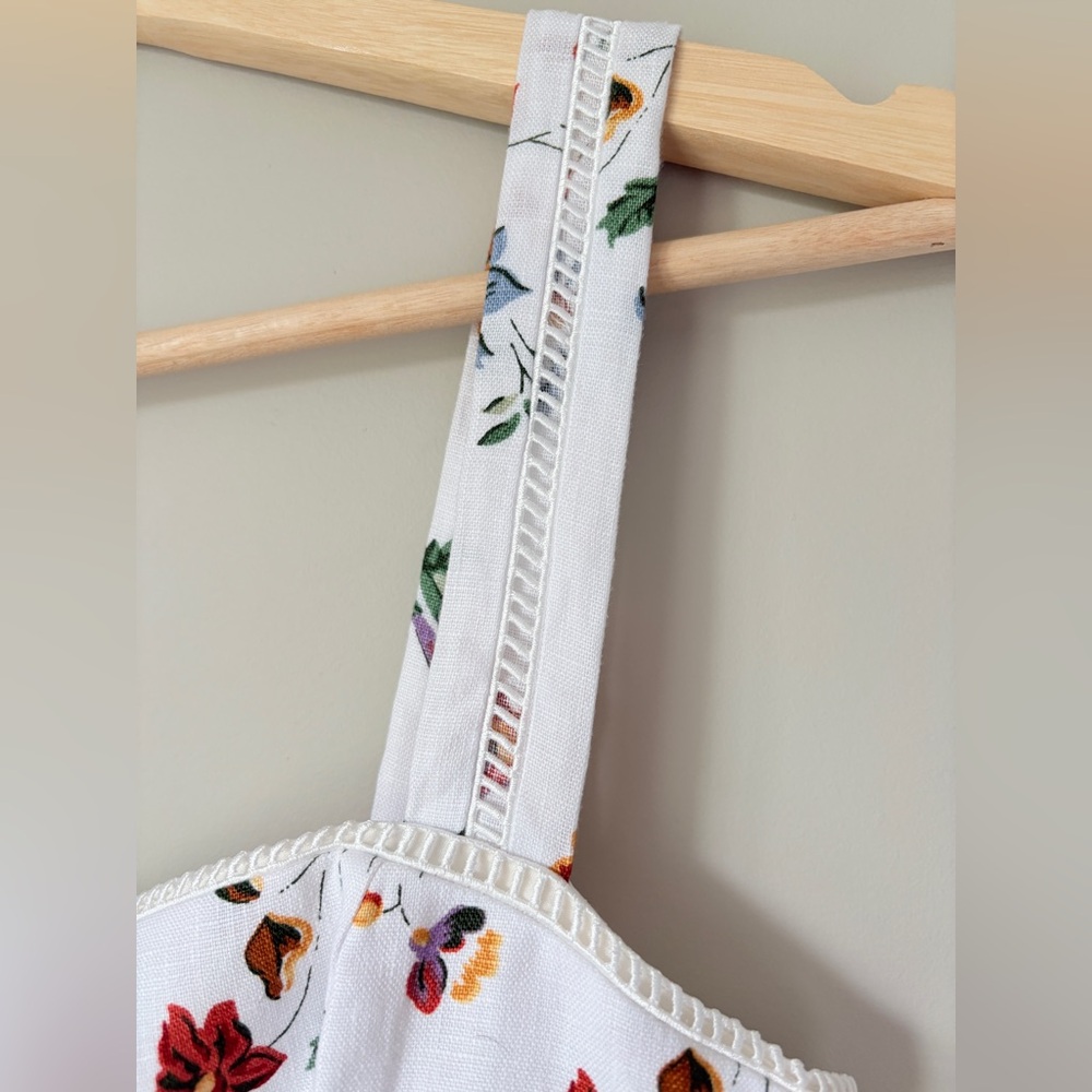 NEW Reformation Everett Linen Midi Dress Corsini White Multi Floral | US 4 UK 8 - Picture 15 of 16